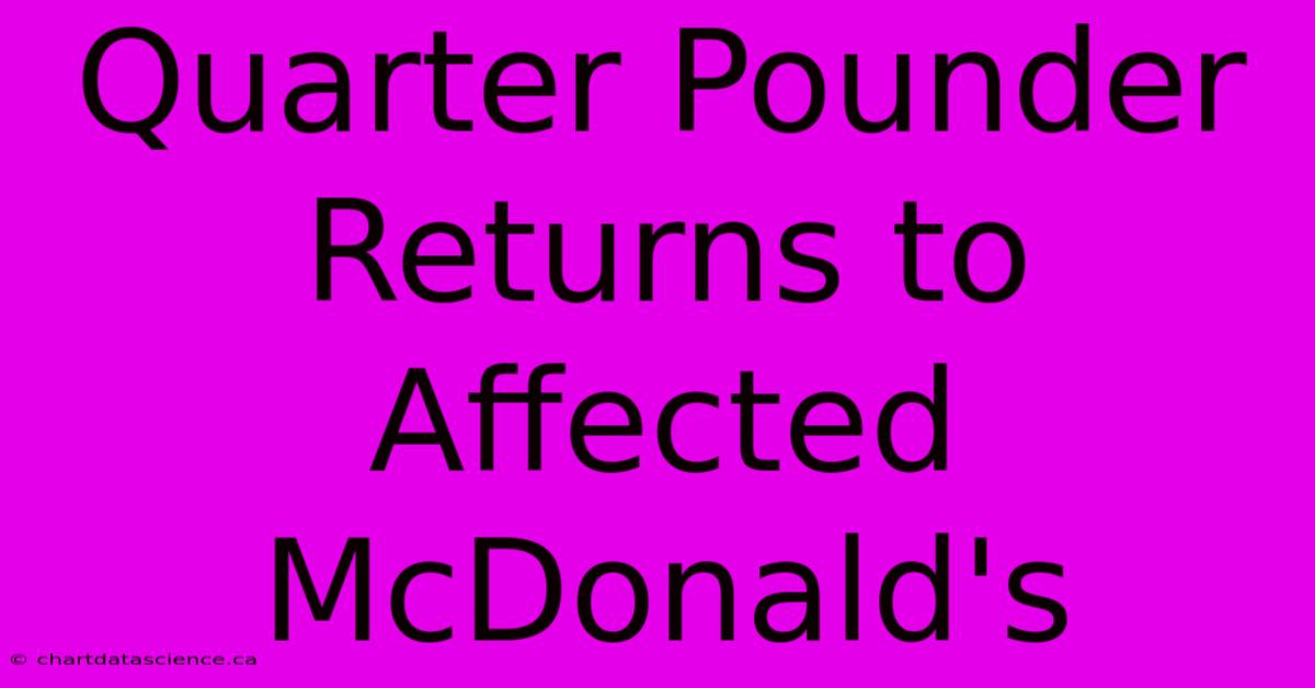 Quarter Pounder Returns To Affected McDonald's