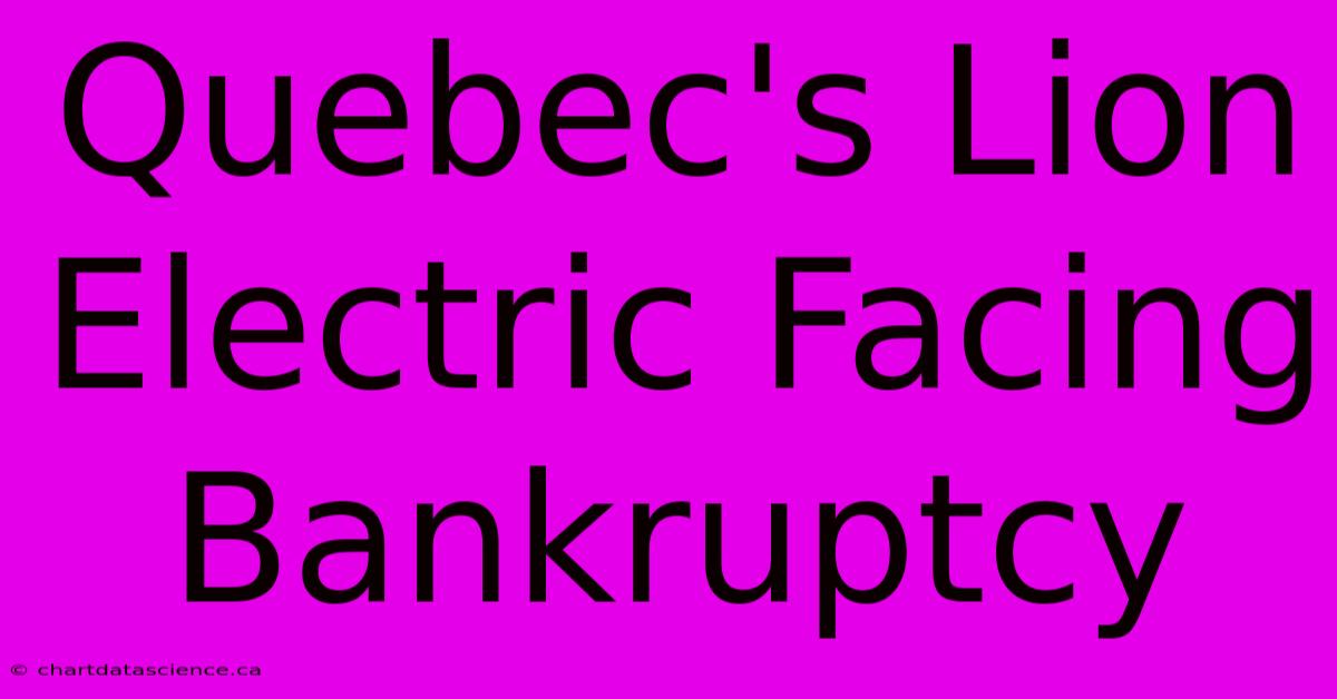 Quebec's Lion Electric Facing Bankruptcy