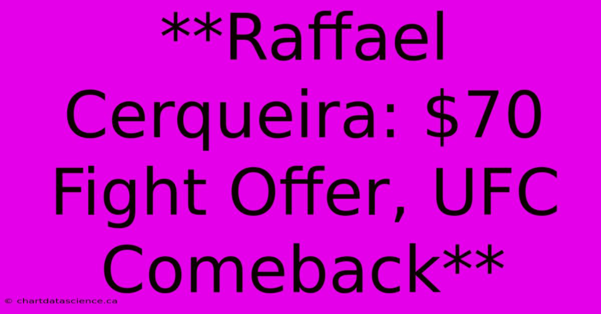 **Raffael Cerqueira: $70 Fight Offer, UFC Comeback**