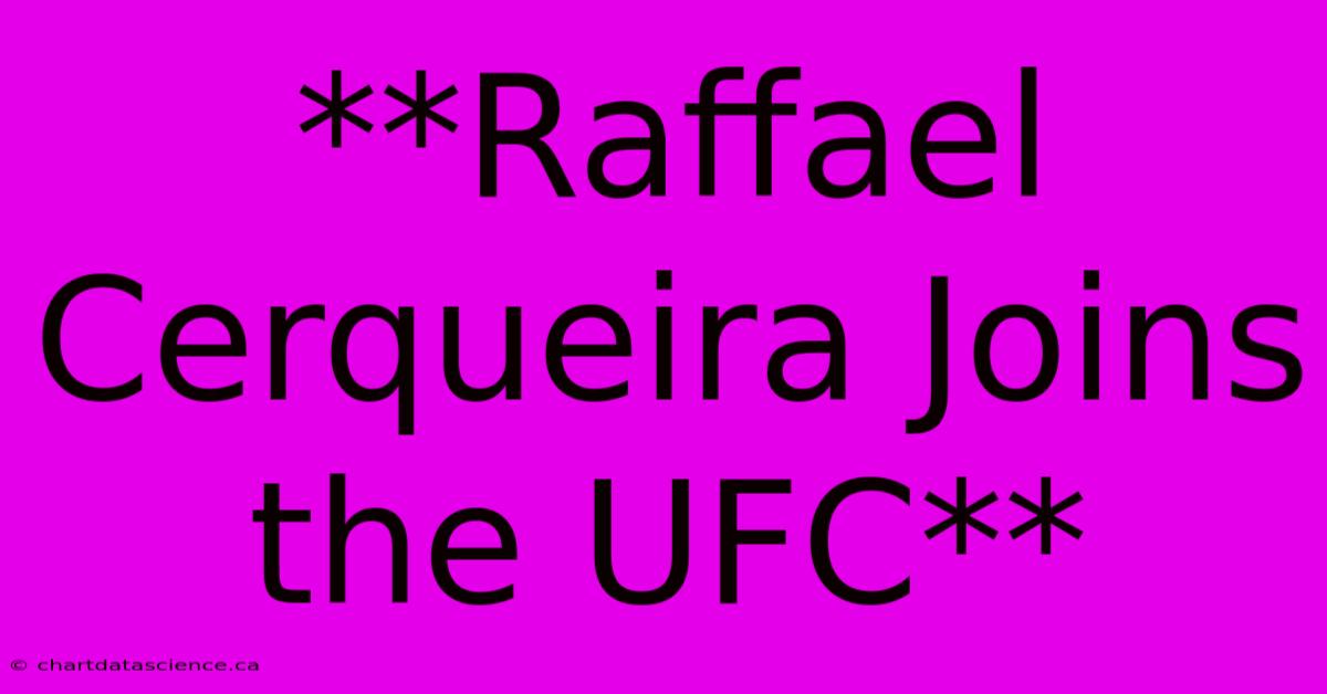 **Raffael Cerqueira Joins The UFC**