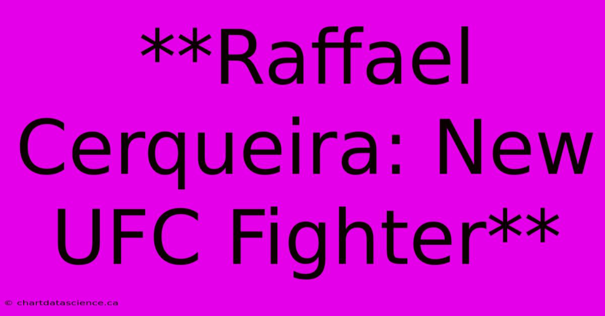 **Raffael Cerqueira: New UFC Fighter**