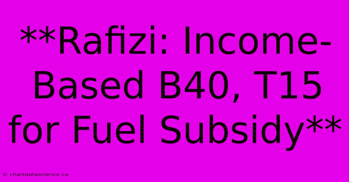 **Rafizi: Income-Based B40, T15 For Fuel Subsidy**