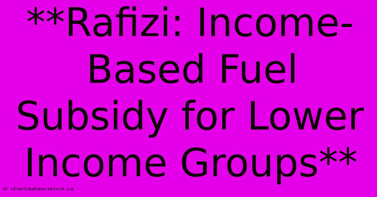 **Rafizi: Income-Based Fuel Subsidy For Lower Income Groups**