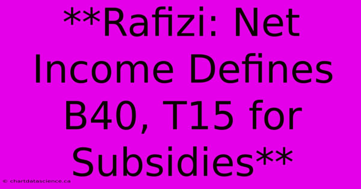 **Rafizi: Net Income Defines B40, T15 For Subsidies**