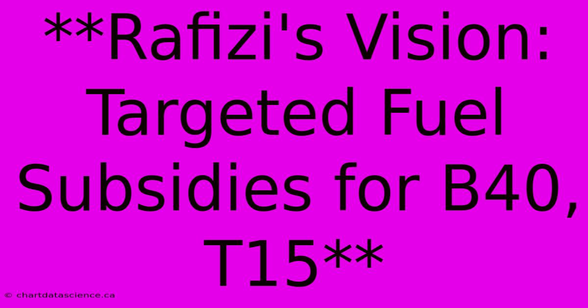 **Rafizi's Vision: Targeted Fuel Subsidies For B40, T15**