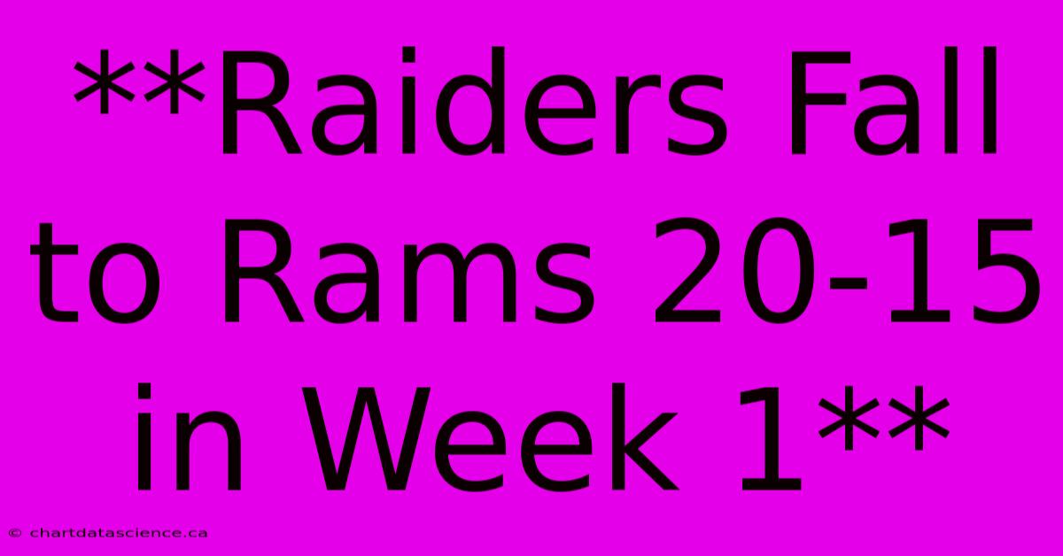 **Raiders Fall To Rams 20-15 In Week 1**