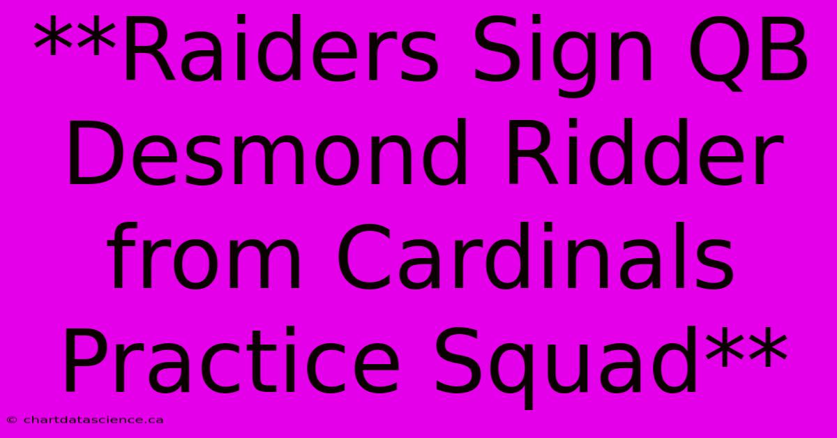 **Raiders Sign QB Desmond Ridder From Cardinals Practice Squad** 