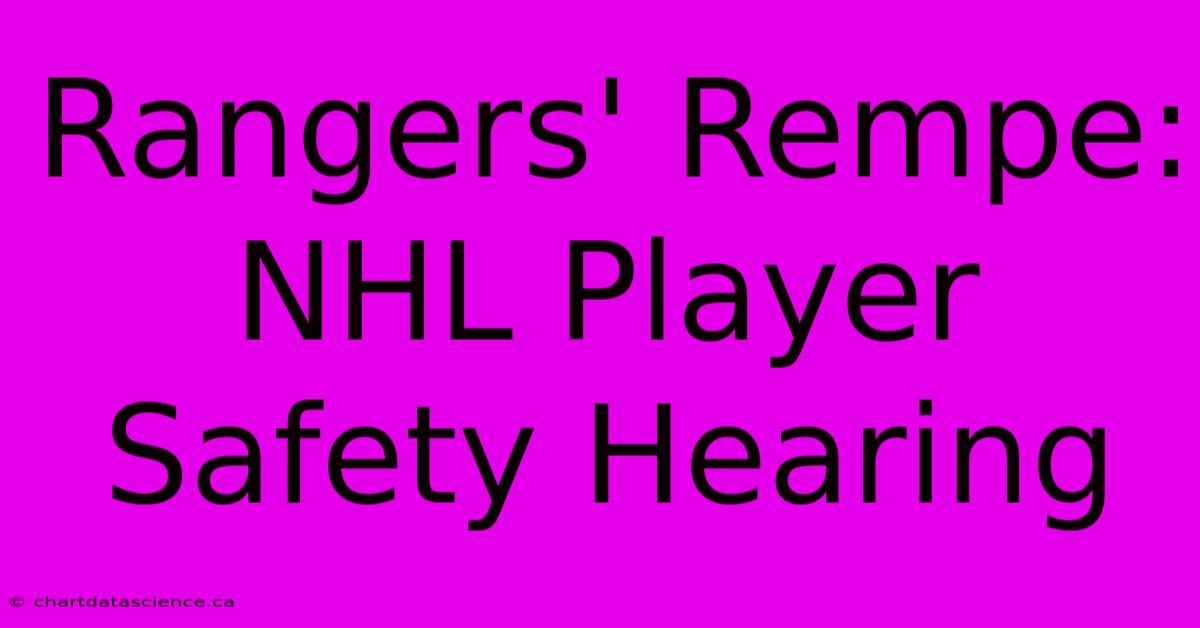 Rangers' Rempe: NHL Player Safety Hearing