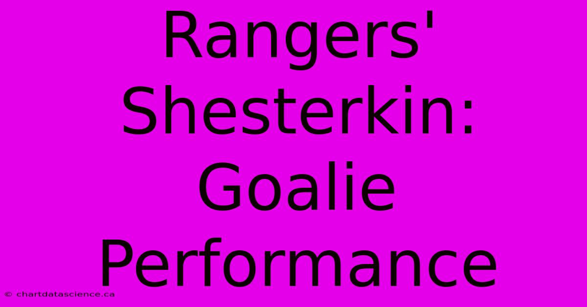 Rangers' Shesterkin: Goalie Performance