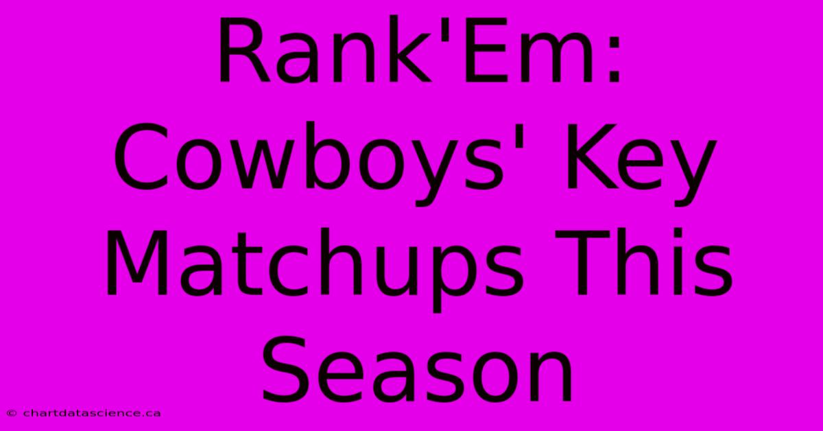 Rank'Em:  Cowboys' Key Matchups This Season