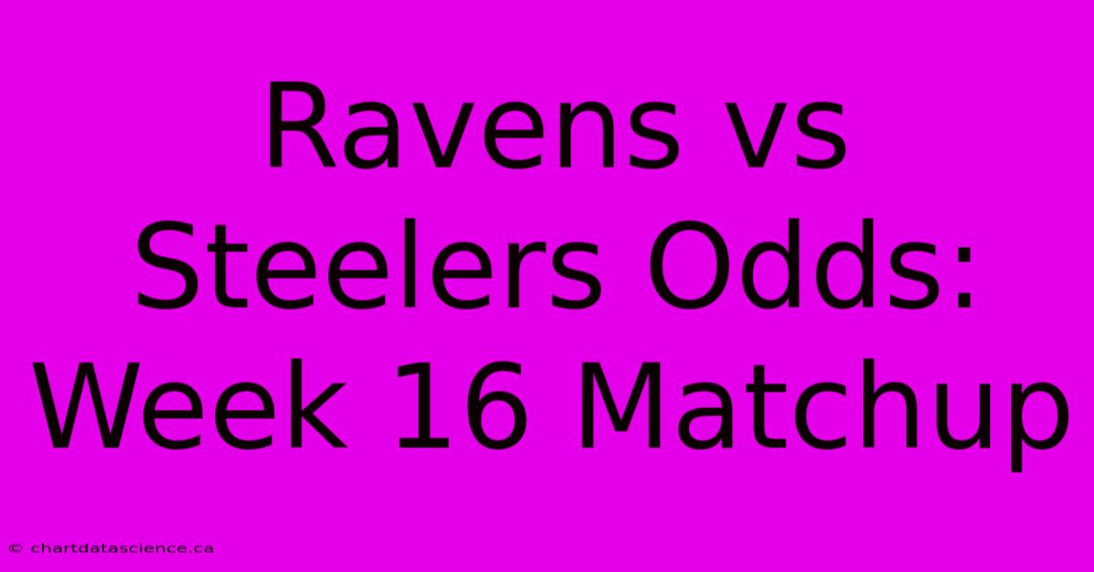 Ravens Vs Steelers Odds: Week 16 Matchup