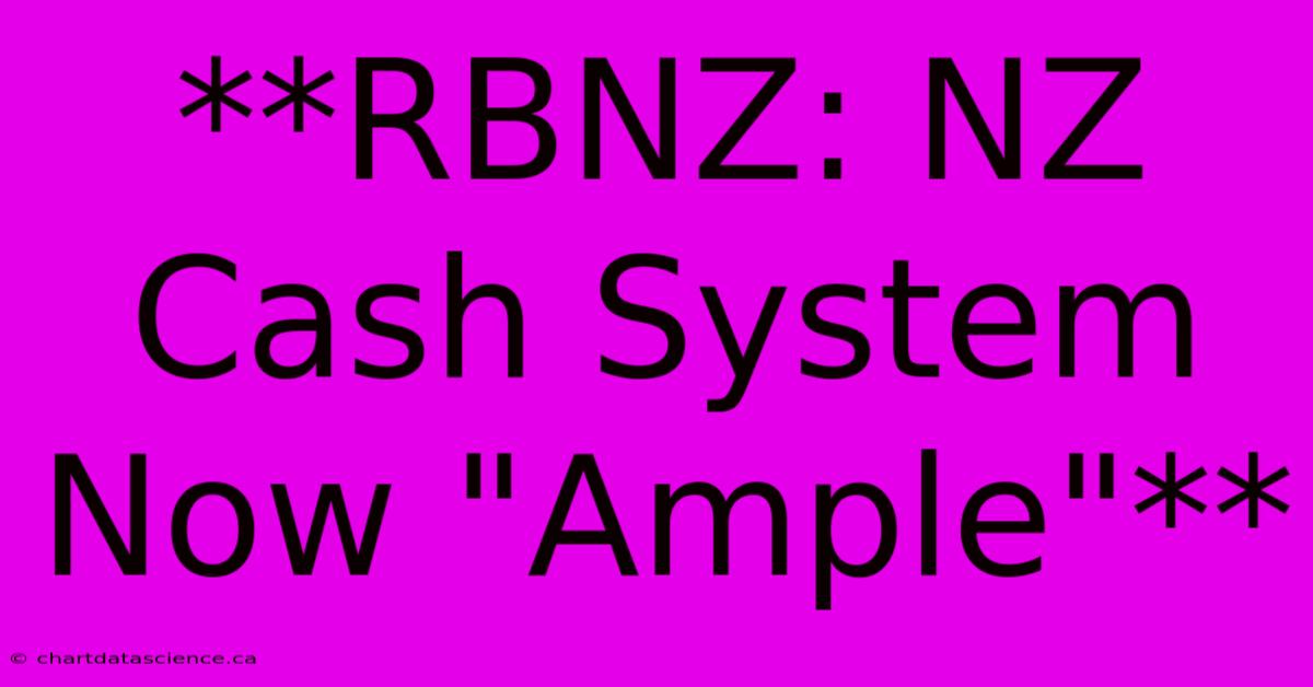 **RBNZ: NZ Cash System Now 