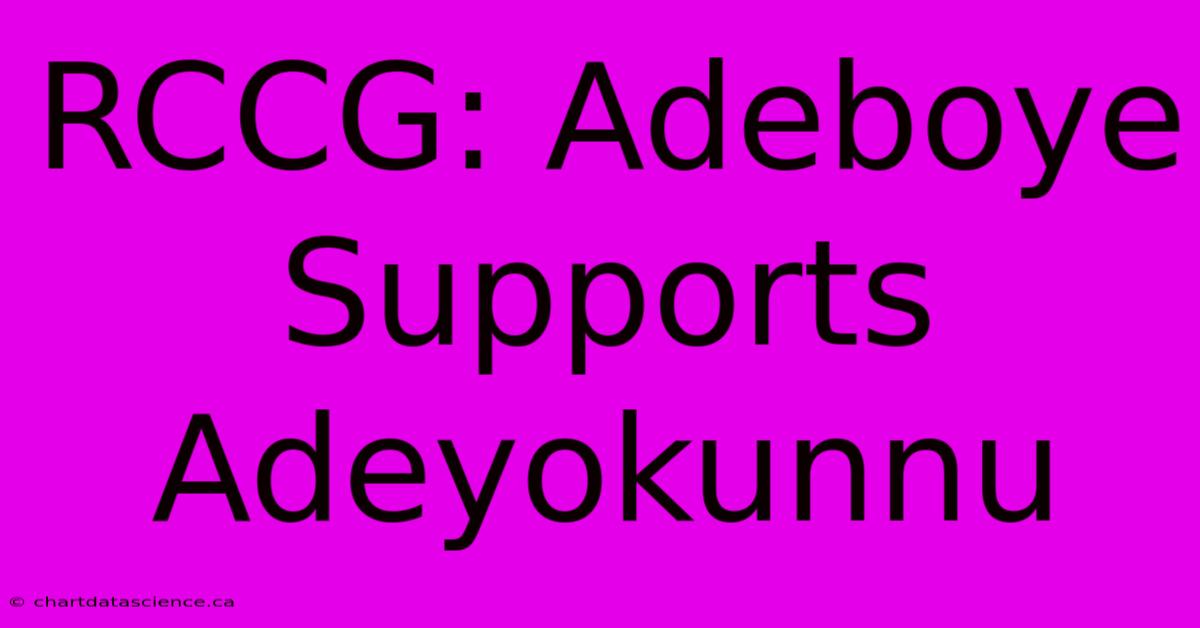 RCCG: Adeboye Supports Adeyokunnu