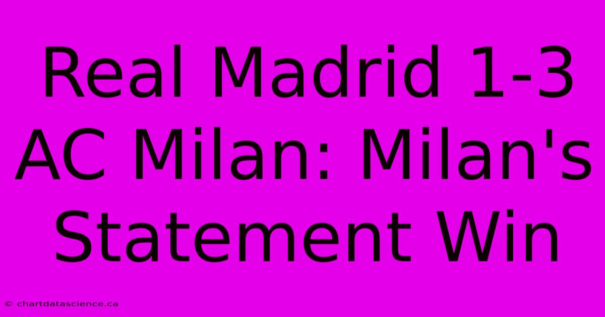 Real Madrid 1-3 AC Milan: Milan's Statement Win