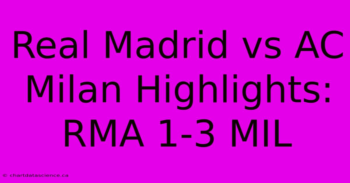 Real Madrid Vs AC Milan Highlights: RMA 1-3 MIL