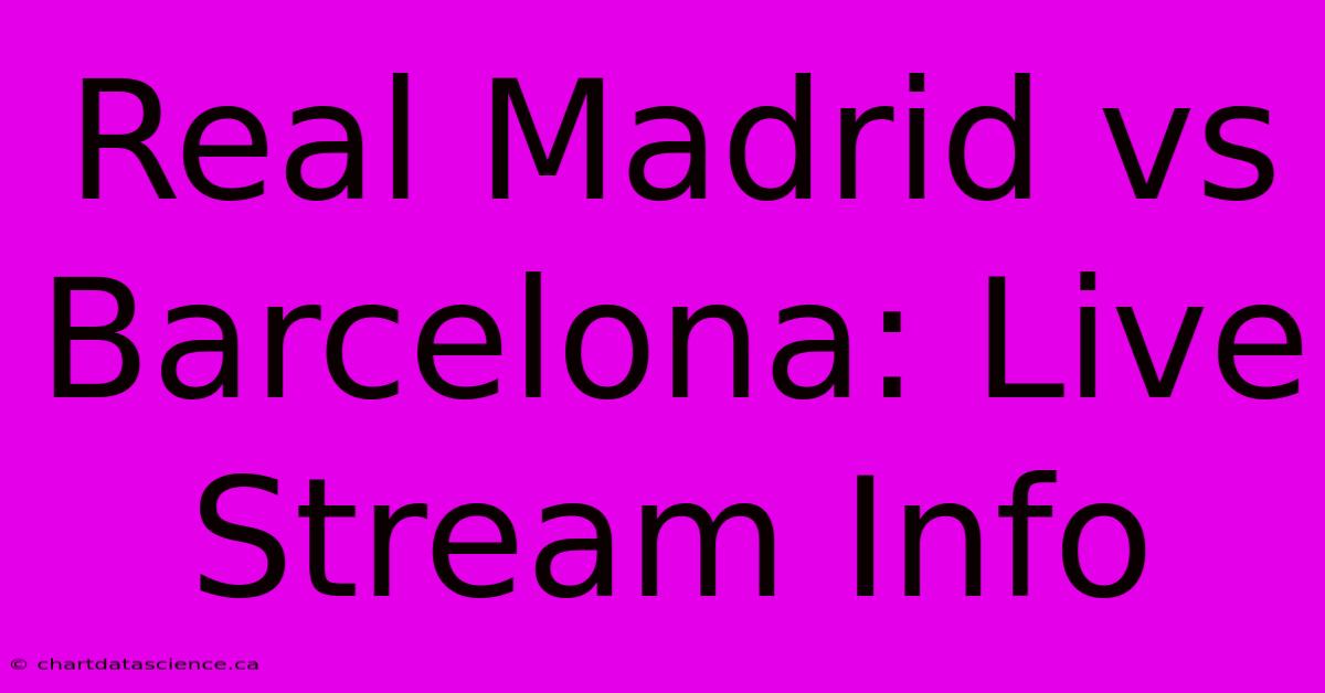 Real Madrid Vs Barcelona: Live Stream Info