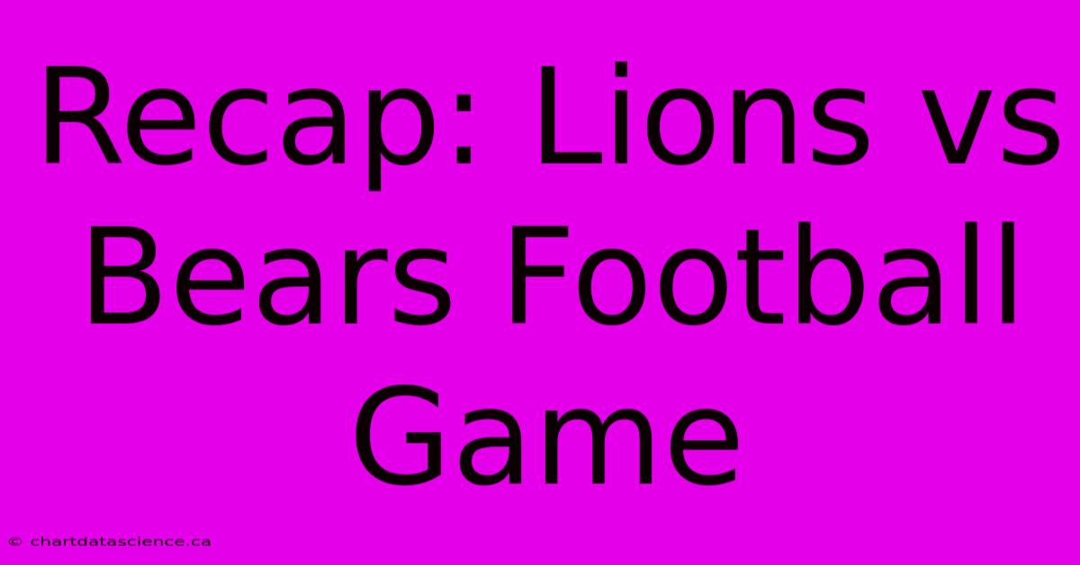 Recap: Lions Vs Bears Football Game