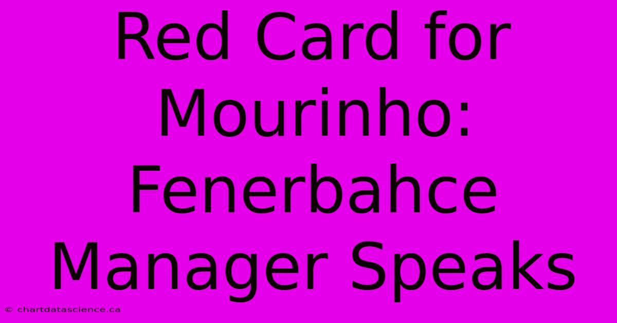 Red Card For Mourinho: Fenerbahce Manager Speaks