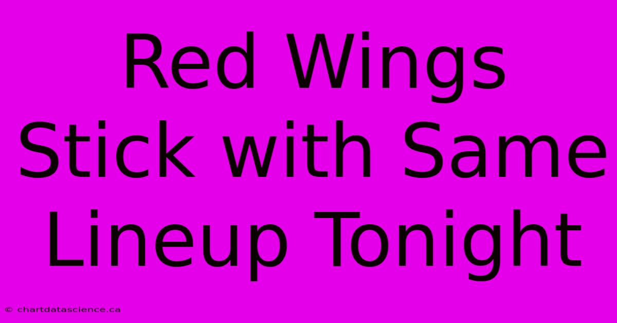 Red Wings Stick With Same Lineup Tonight