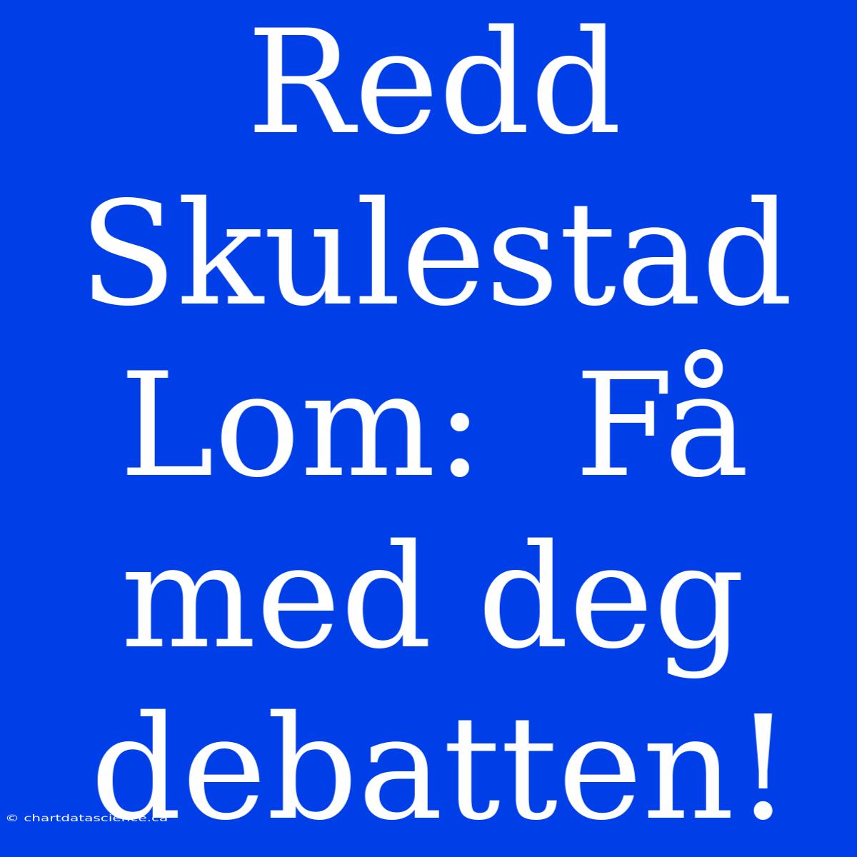 Redd Skulestad Lom:  Få Med Deg Debatten!