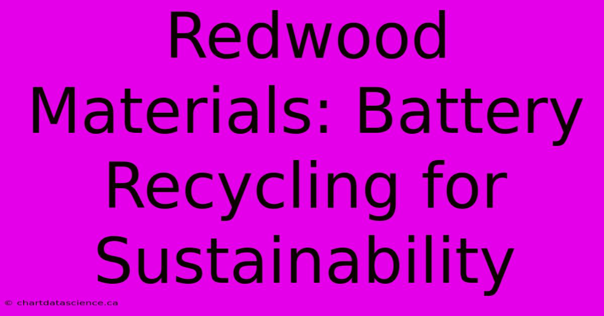 Redwood Materials: Battery Recycling For Sustainability