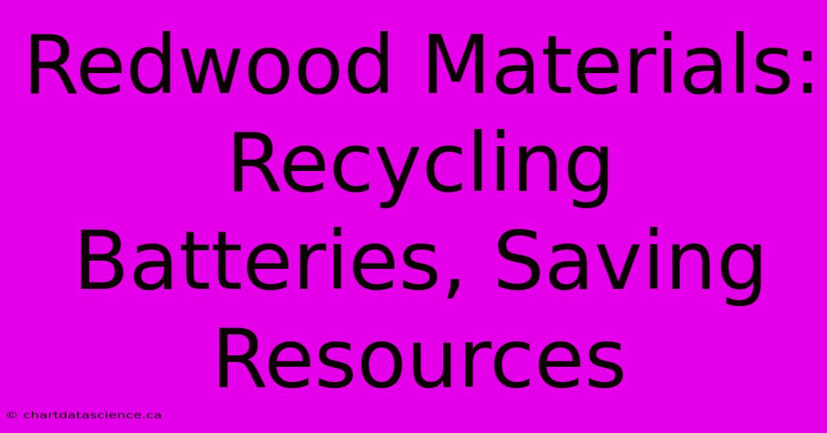 Redwood Materials: Recycling Batteries, Saving Resources 