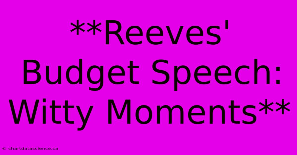 **Reeves' Budget Speech: Witty Moments**