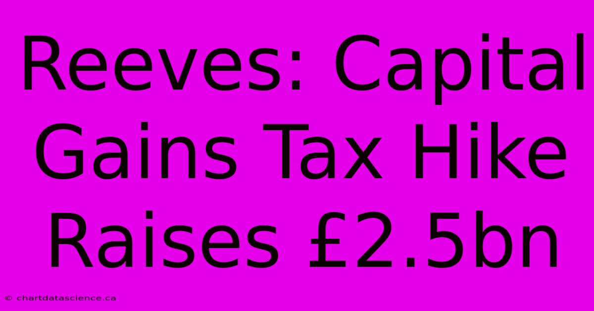 Reeves: Capital Gains Tax Hike Raises £2.5bn