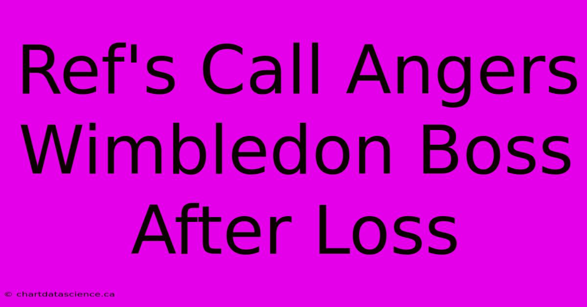 Ref's Call Angers Wimbledon Boss After Loss