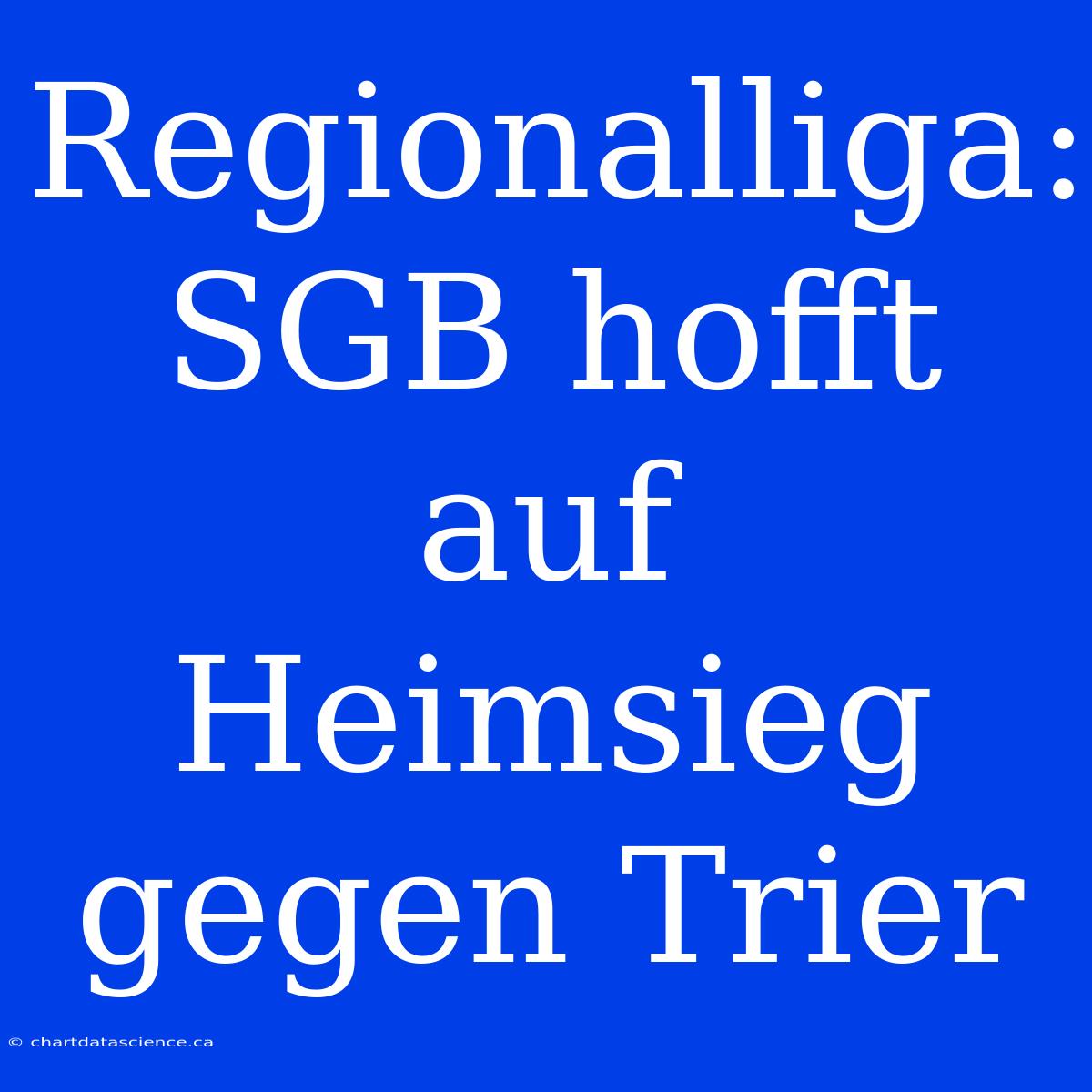 Regionalliga: SGB Hofft Auf Heimsieg Gegen Trier