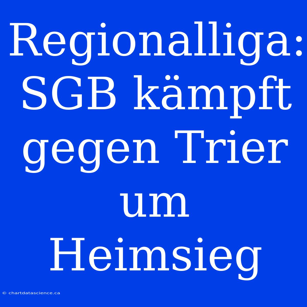 Regionalliga: SGB Kämpft Gegen Trier Um Heimsieg