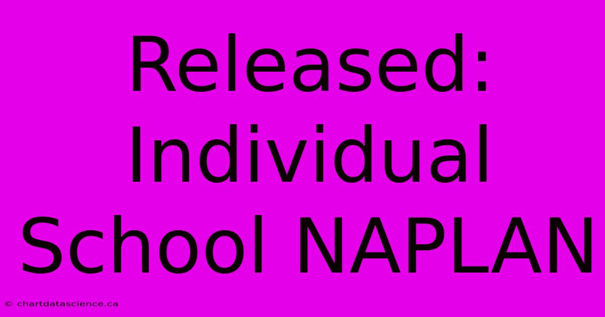 Released: Individual School NAPLAN