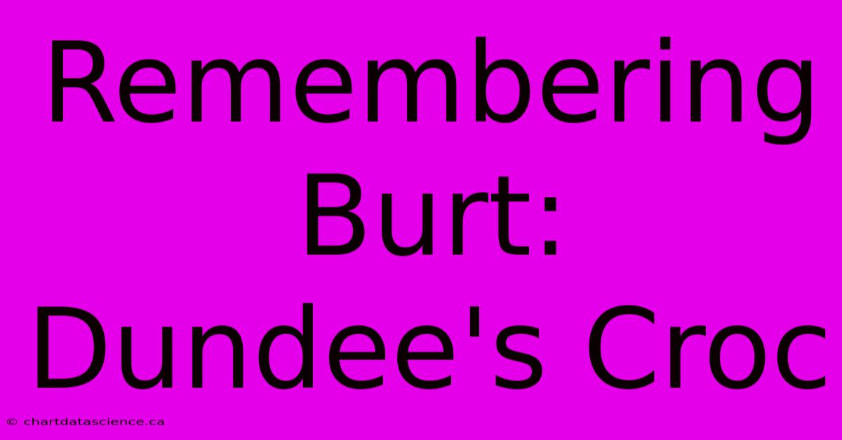 Remembering Burt: Dundee's Croc