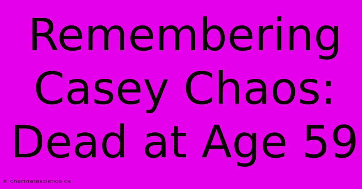 Remembering Casey Chaos: Dead At Age 59