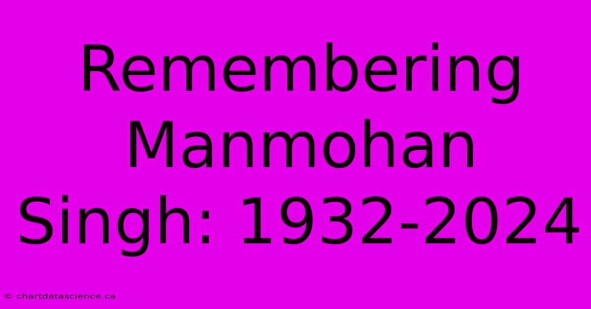 Remembering Manmohan Singh: 1932-2024