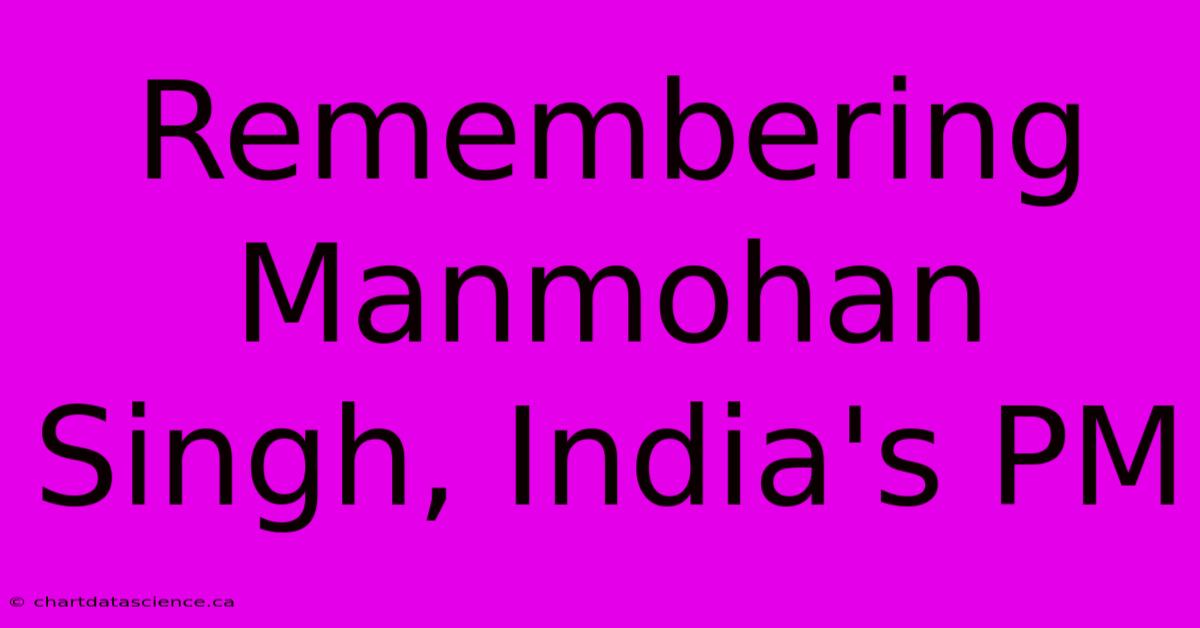 Remembering Manmohan Singh, India's PM