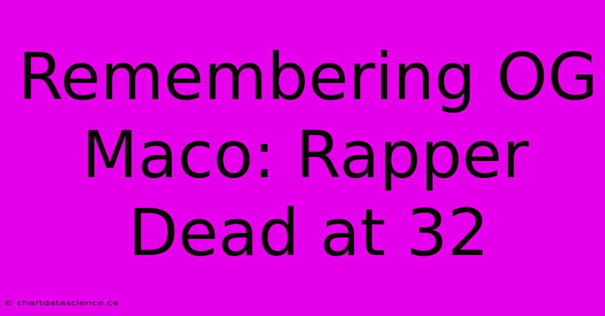 Remembering OG Maco: Rapper Dead At 32