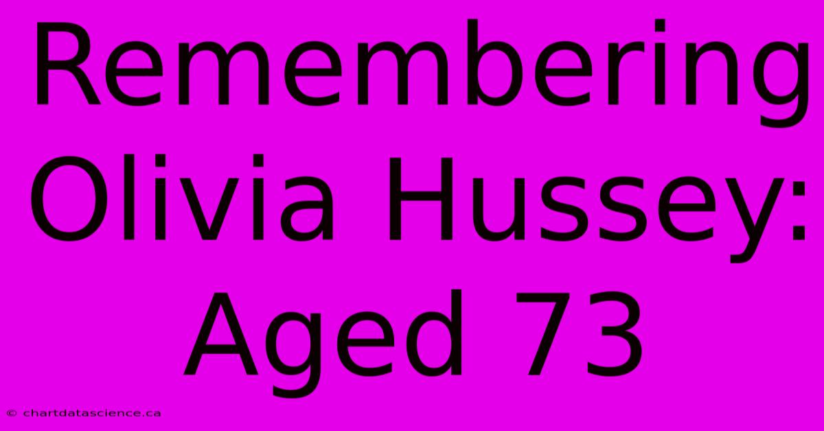 Remembering Olivia Hussey:  Aged 73