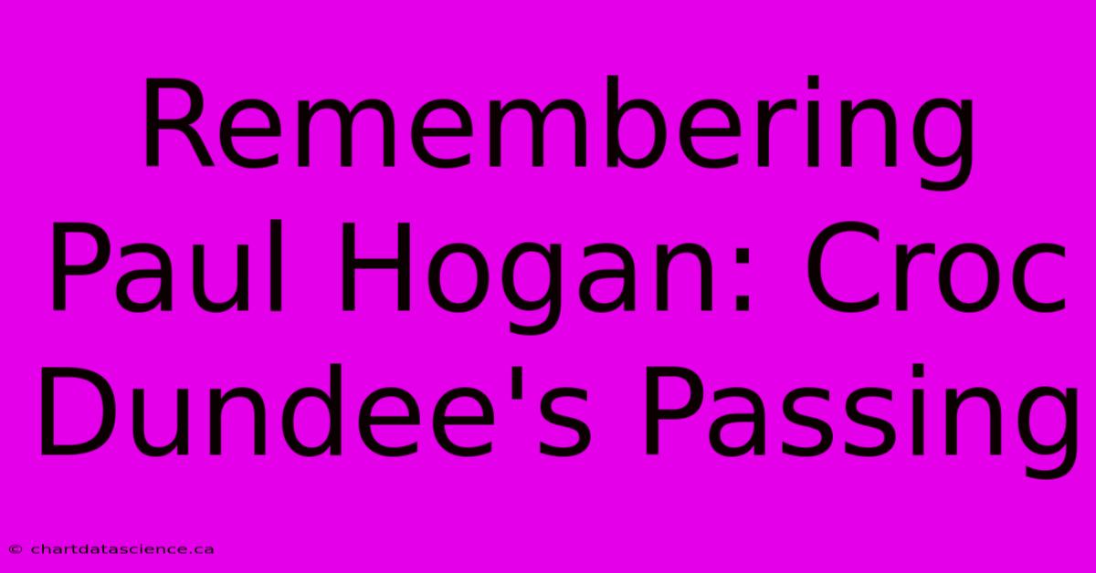 Remembering Paul Hogan: Croc Dundee's Passing