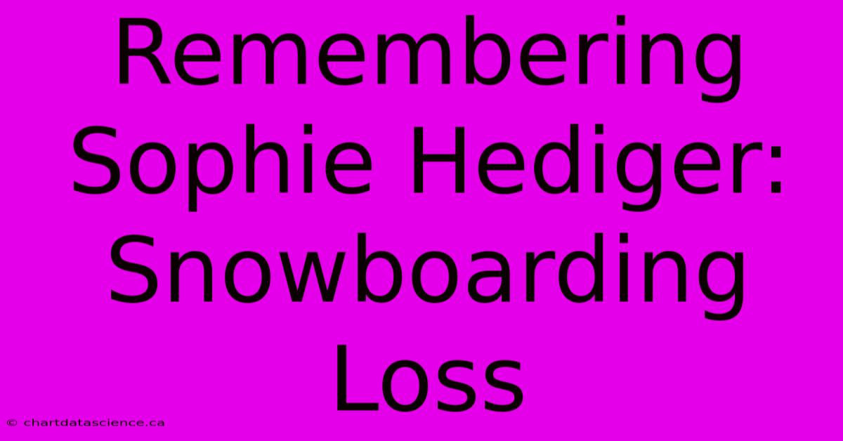 Remembering Sophie Hediger: Snowboarding Loss