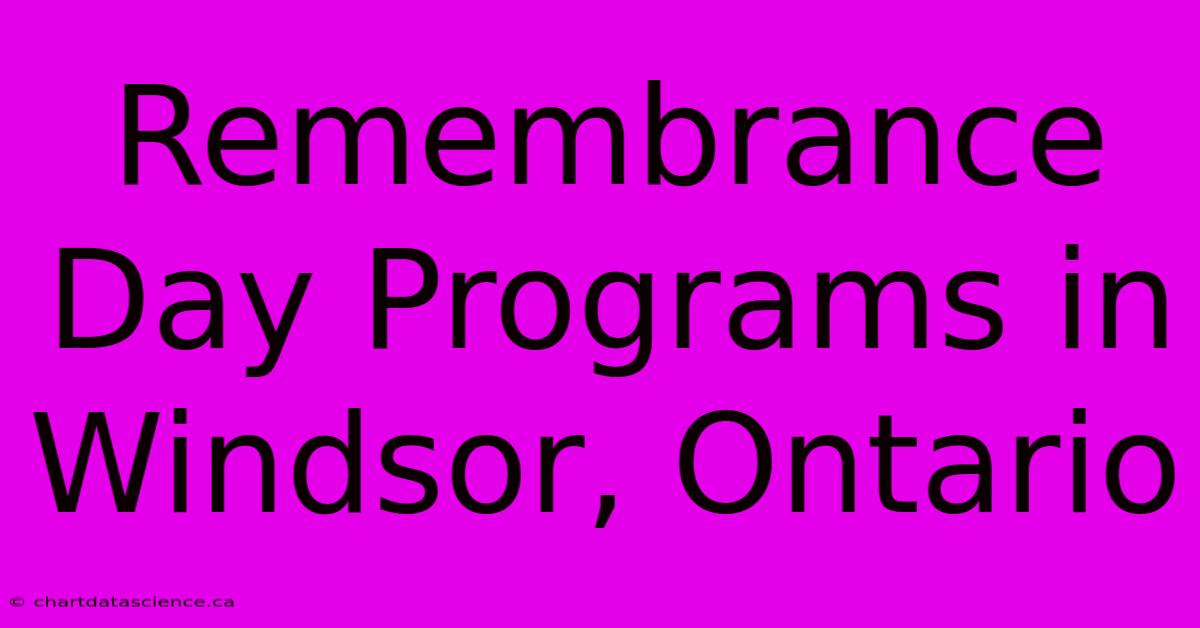 Remembrance Day Programs In Windsor, Ontario 