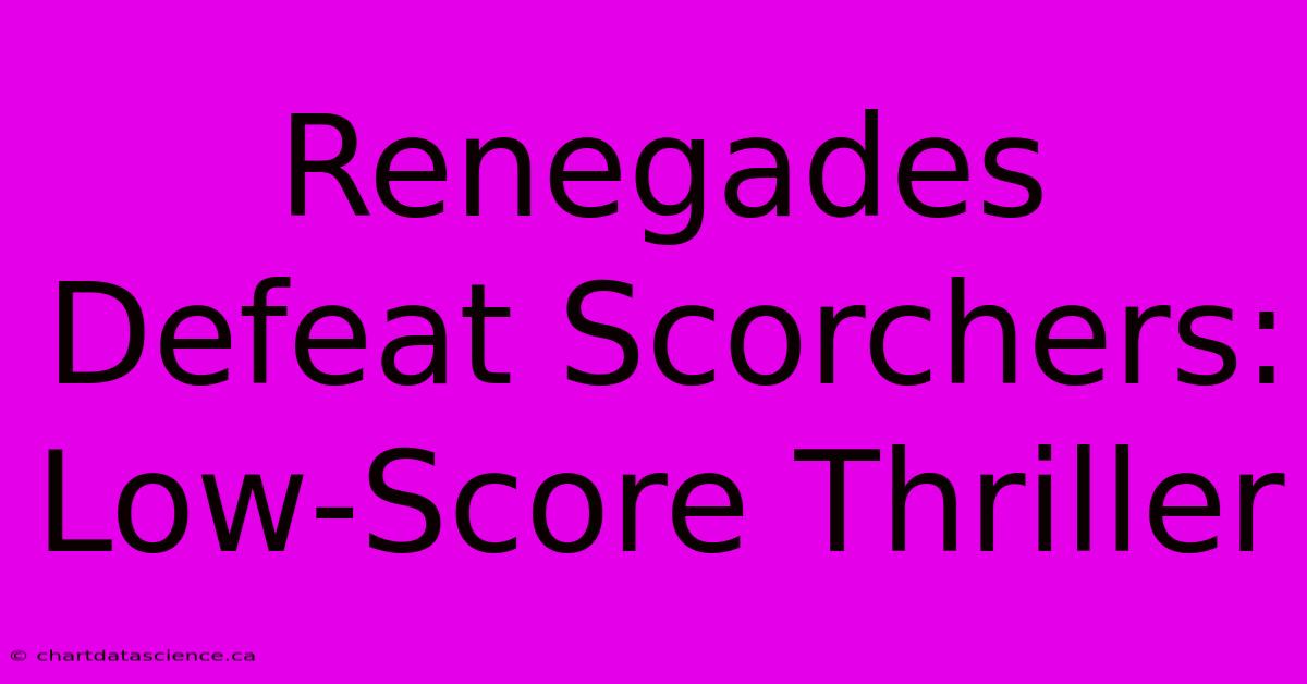 Renegades Defeat Scorchers: Low-Score Thriller