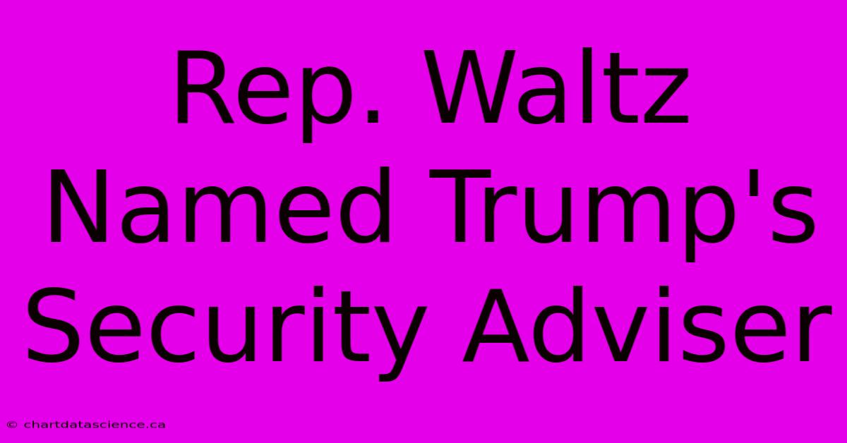 Rep. Waltz Named Trump's Security Adviser