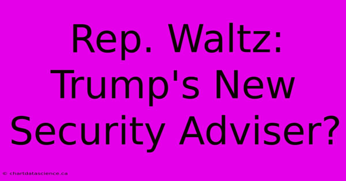 Rep. Waltz: Trump's New Security Adviser?