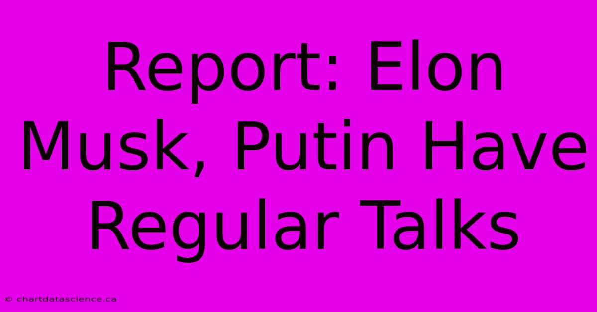 Report: Elon Musk, Putin Have Regular Talks