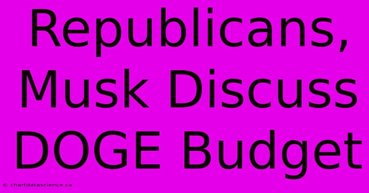 Republicans, Musk Discuss DOGE Budget