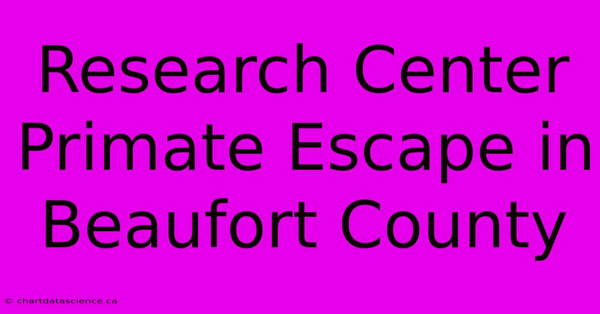 Research Center Primate Escape In Beaufort County 