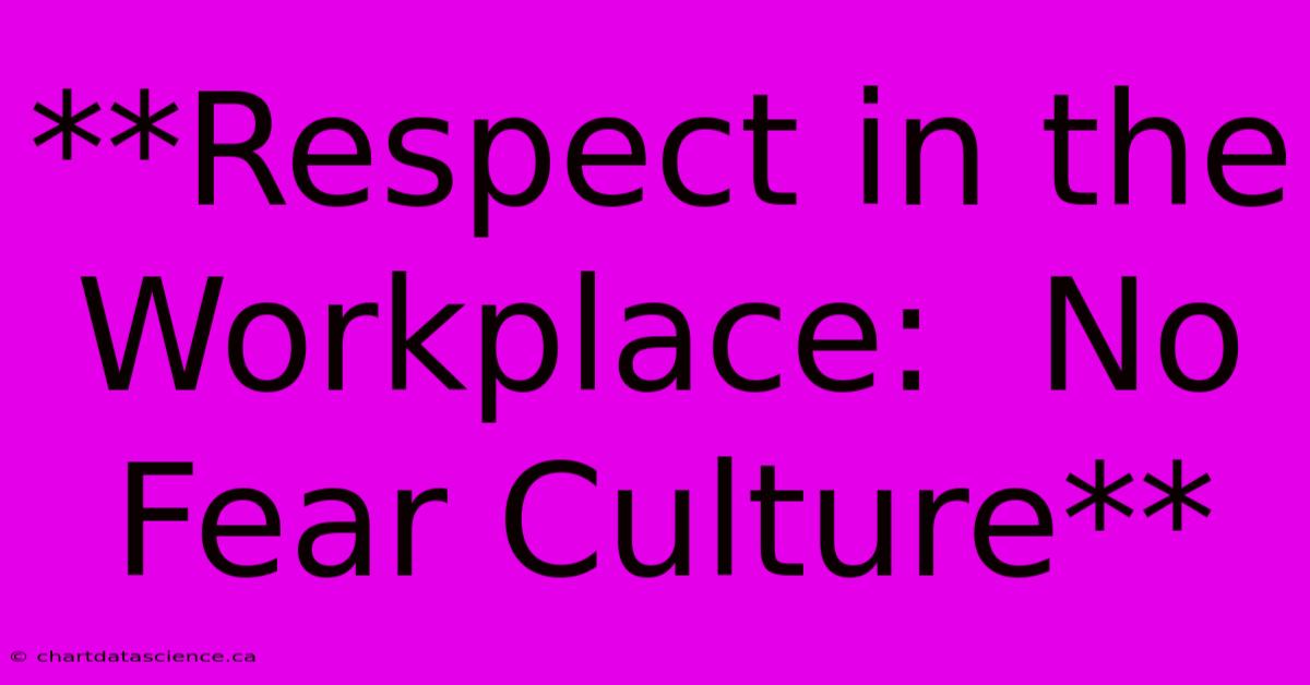 **Respect In The Workplace:  No Fear Culture** 