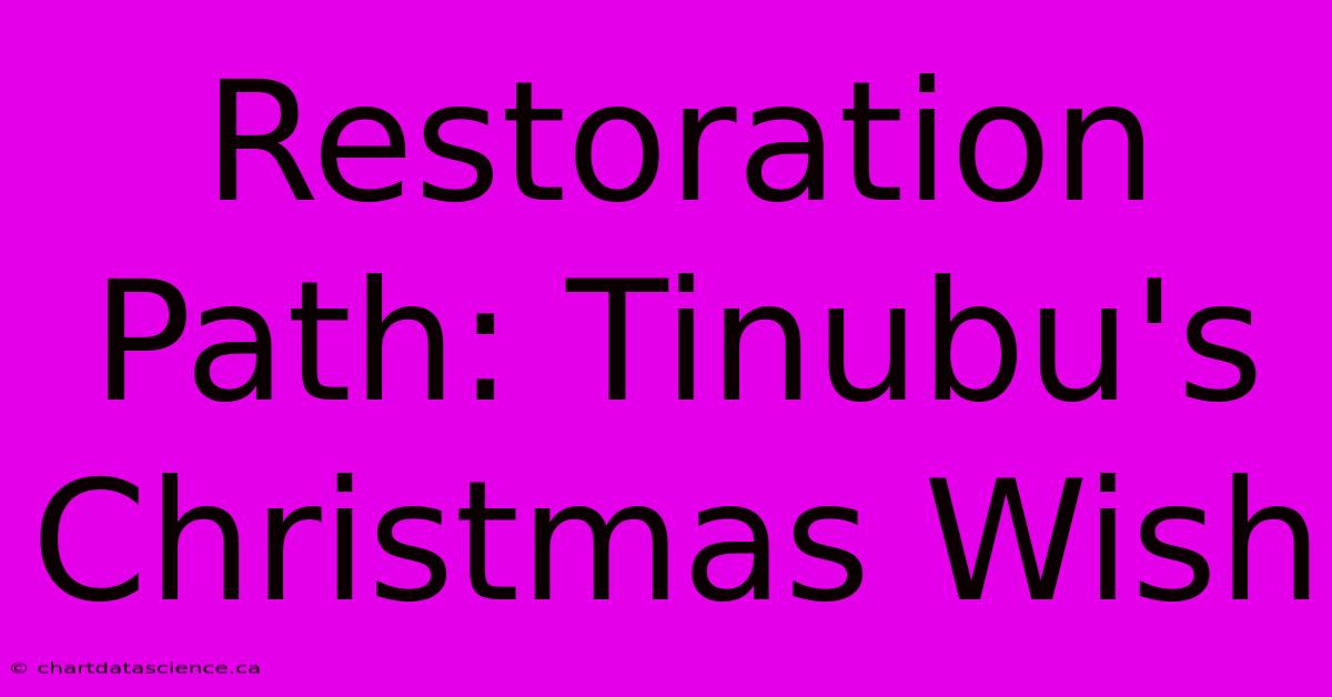 Restoration Path: Tinubu's Christmas Wish