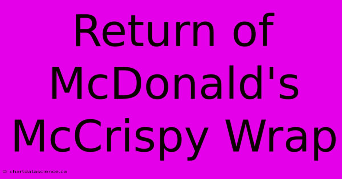 Return Of McDonald's McCrispy Wrap